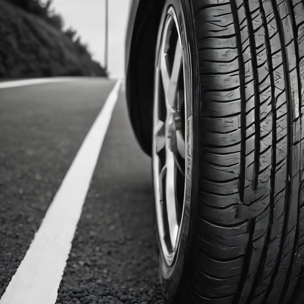 Marquage 165/65 R13 sur le flanc d'un pneu de voiture