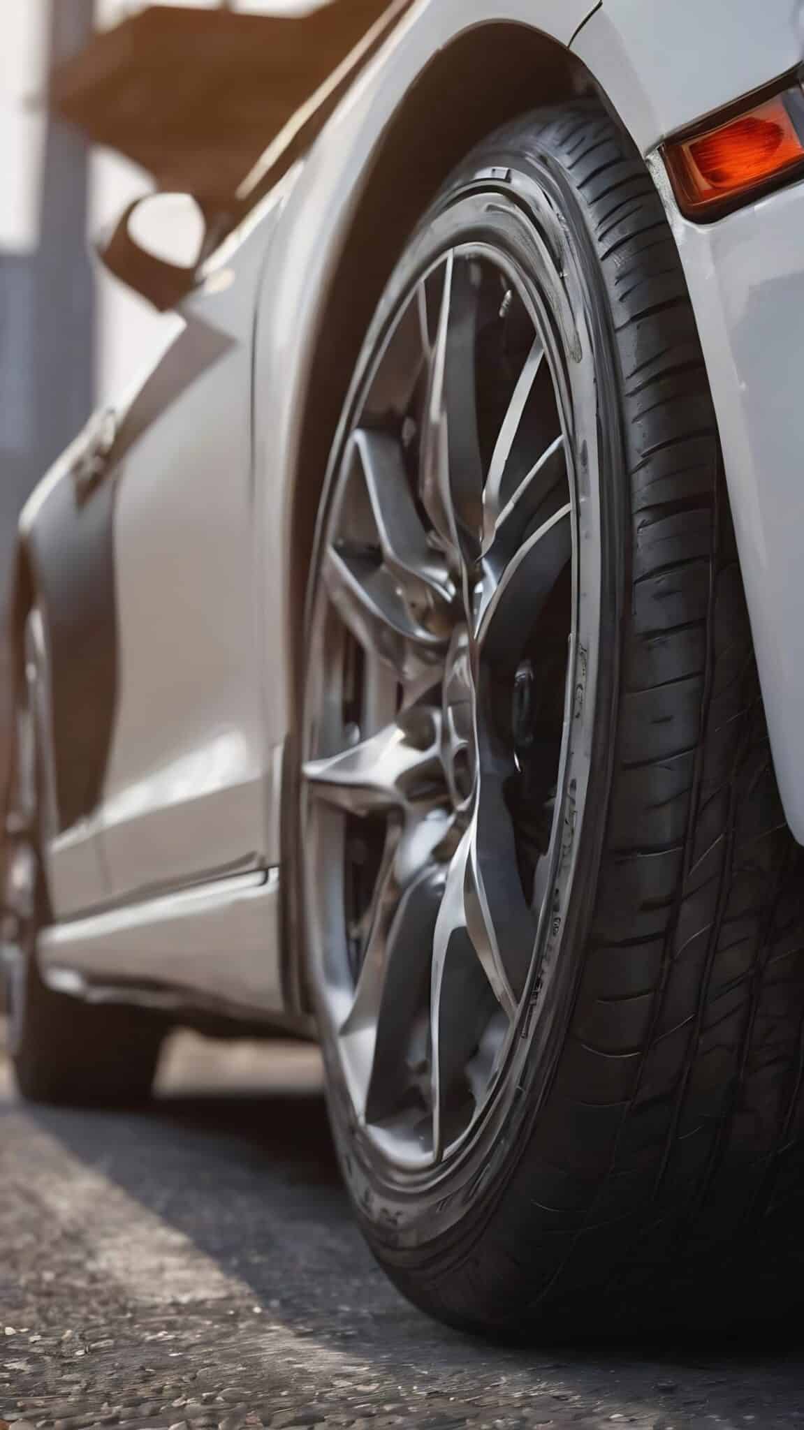 Marquage 165/60 R15 sur le flanc d'un pneu de voiture