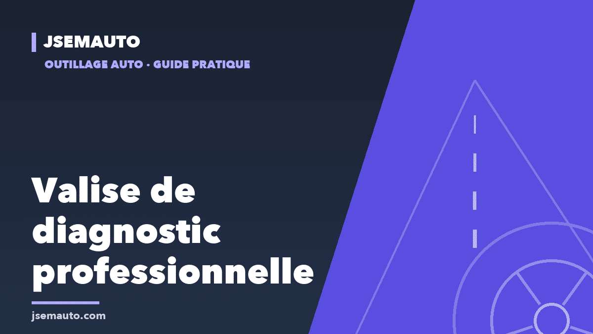 Visuel de couverture Jsemauto, « Valise de diagnostic professionnelle », sur fond bleu nuit et violet avec une route stylisée
